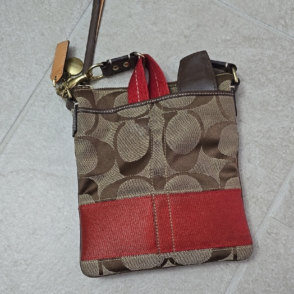 Brown and Red Crossbody Bag